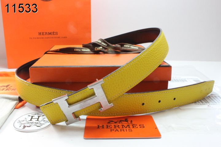 Womens Hermes Belt with Silver H Buckle Yellow Online
